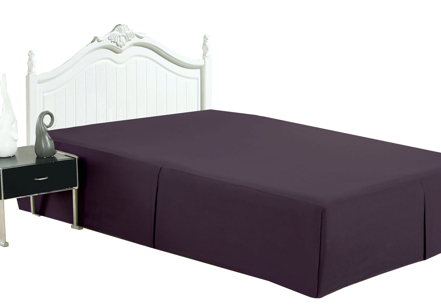 Solid Tailored Rayon from Bamboo Soft Bedskirt All Season Deep Pocket Dust Ruffle Bed Skirt, Eggplant