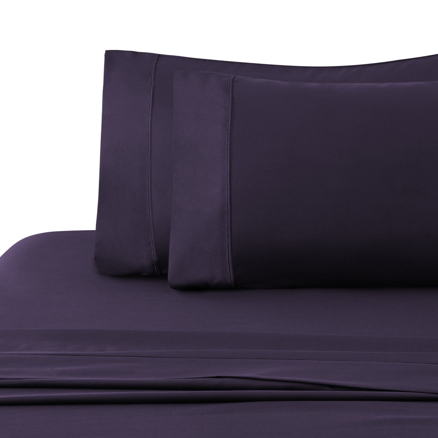600 Thread Count Cotton Percale Soft Deep Pocket Solid Bedding All Season Sheet Set, Eggplant