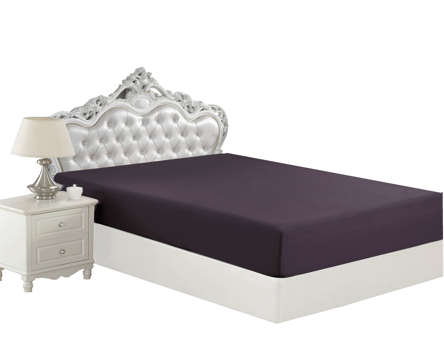 Solid Rayon from Bamboo Soft Silky Deep Pocket All Season Bedding Wrinkle Free Fitted Sheet, Eggplant