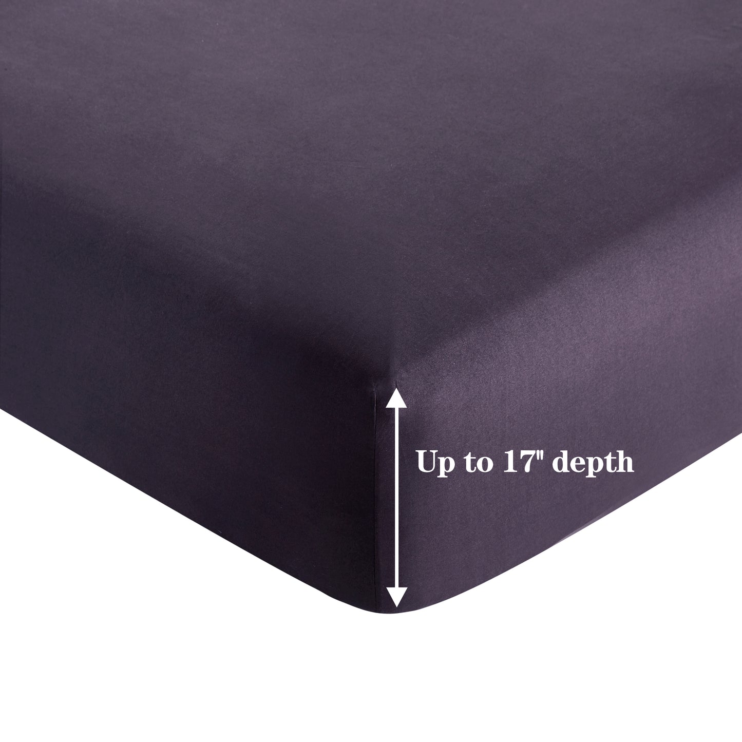 600 Thread Count Cotton Percale Soft Deep Pocket Solid Bedding All Season Sheet Set, Eggplant