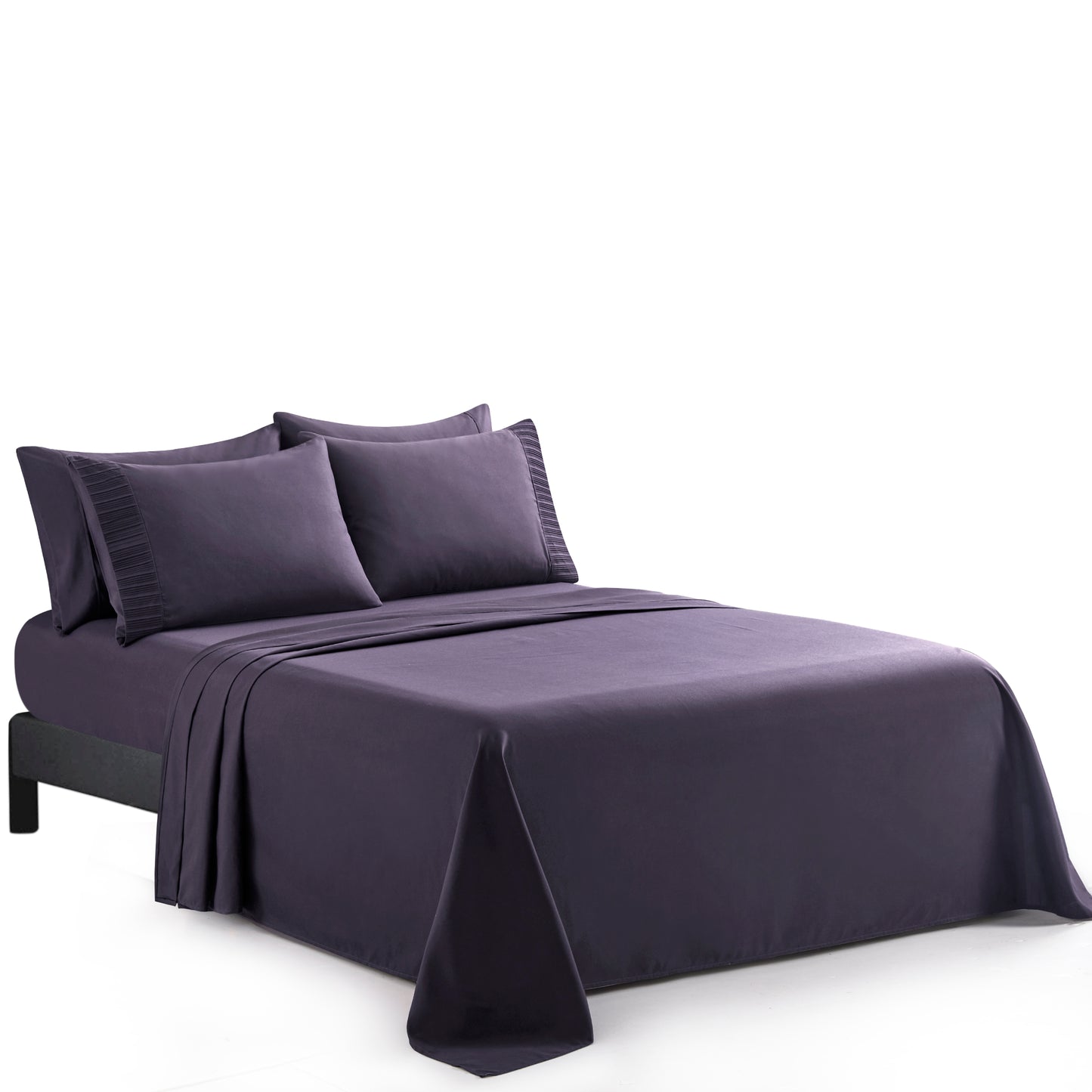 Solid Rayon from Bamboo Soft Silky Deep Pocket Bedding All Season Sheet Set, Eggplant
