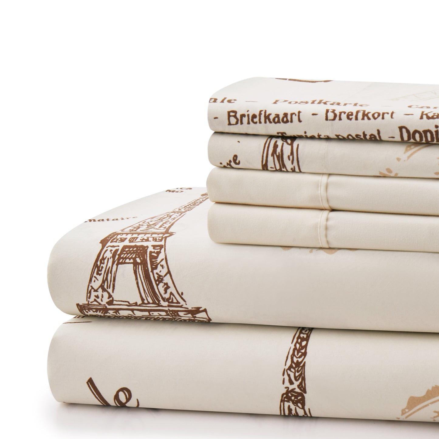 Printed Rayon from Bamboo Soft Deep Pocket Bedding All Season Sheet Set, Elfin Tower Ivory