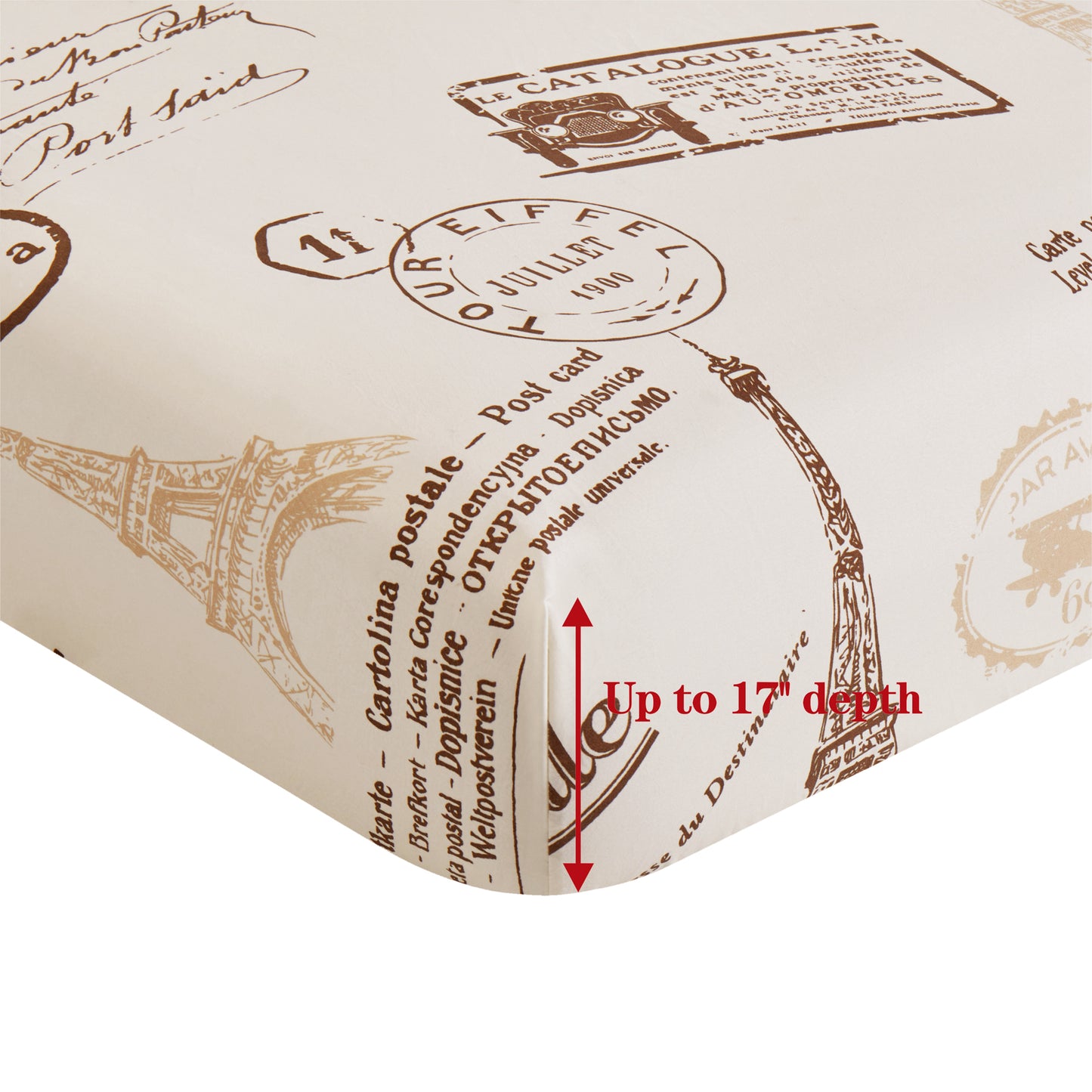 Printed Rayon from Bamboo Soft Deep Pocket Bedding All Season Sheet Set, Elfin Tower Ivory