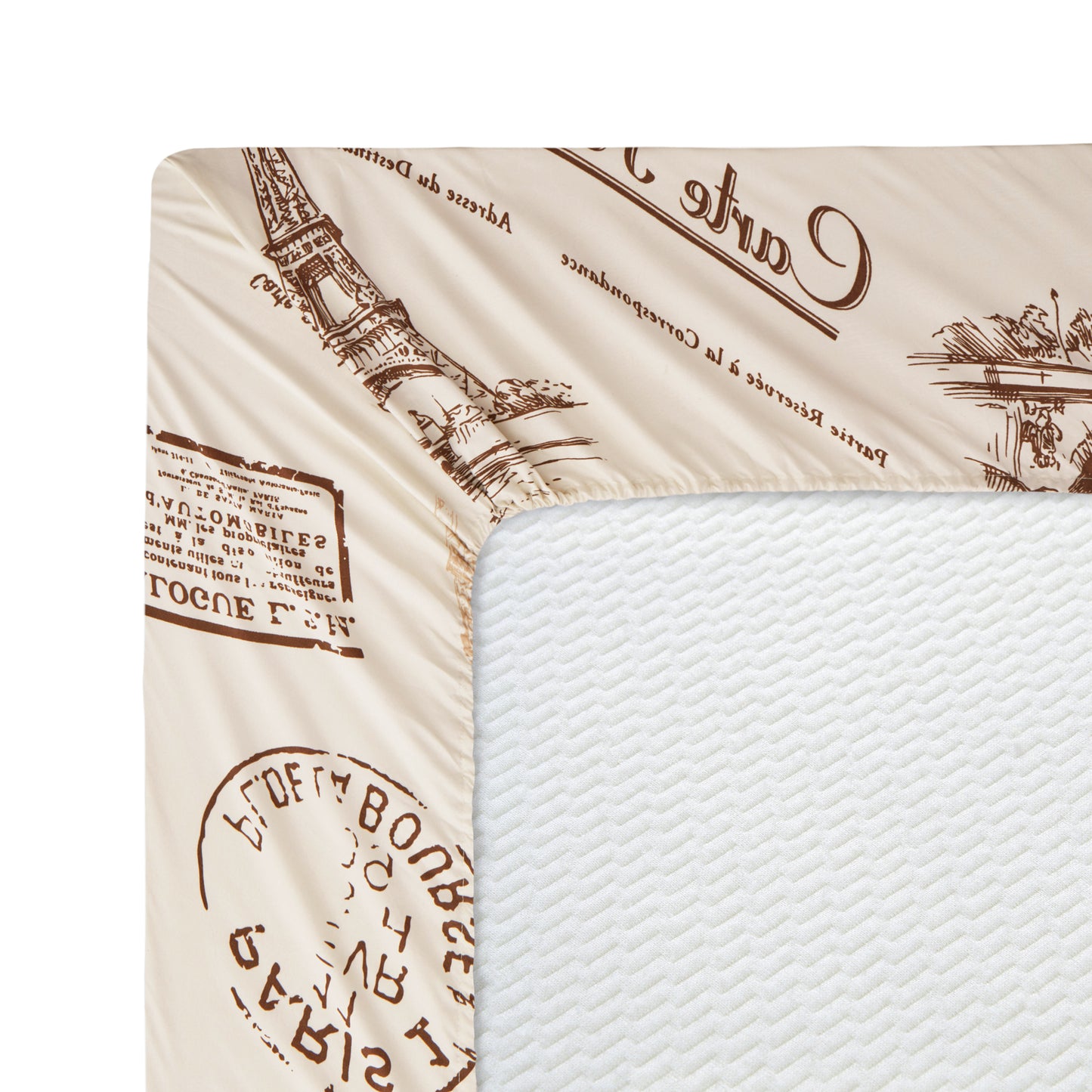 Printed Rayon from Bamboo Soft Deep Pocket Bedding All Season Sheet Set, Elfin Tower Ivory