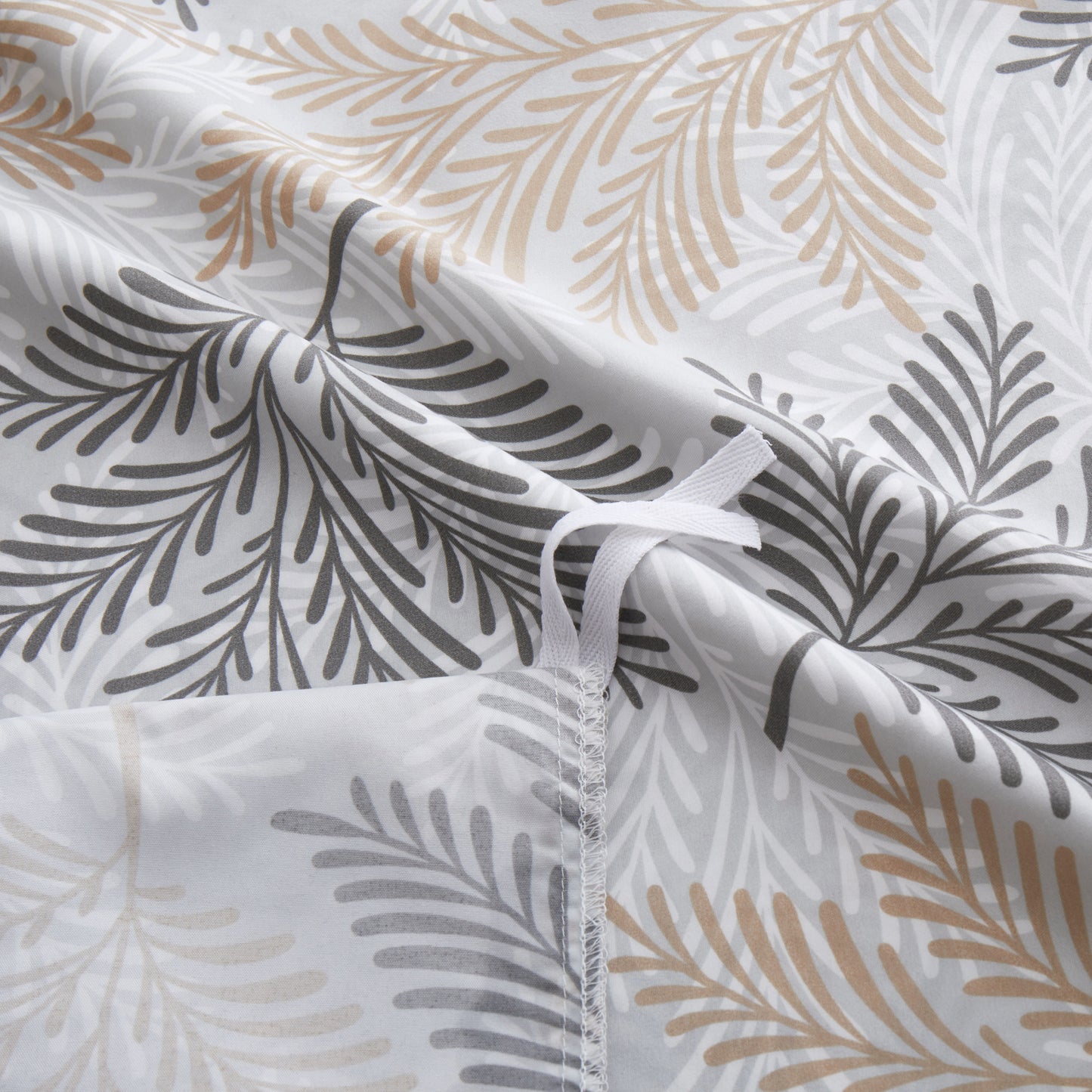 Printed Rayon from Bamboo Soft Bedding Silky Zipper All Season Duvet Cover Set, Taupe Grey Leaves