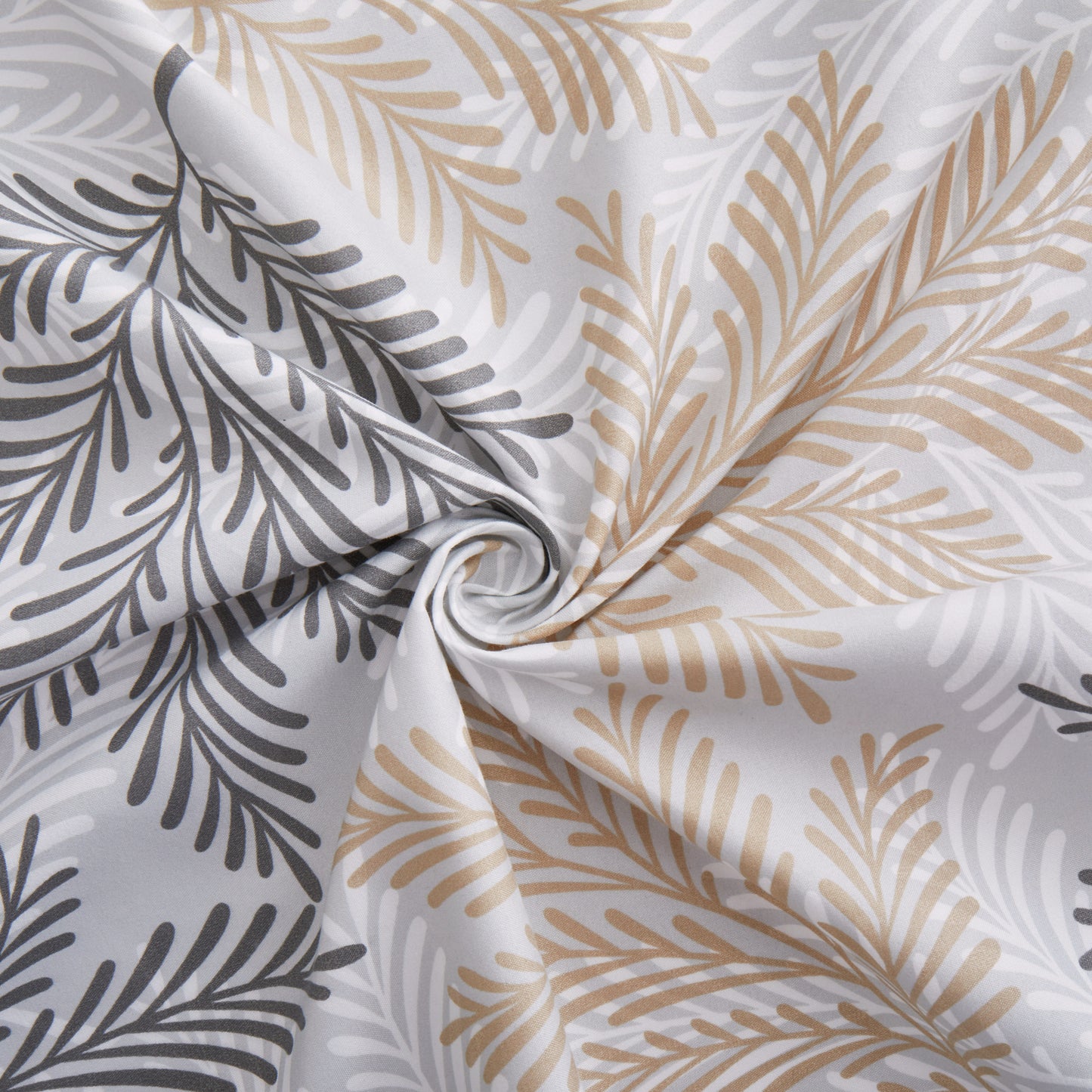 Printed Rayon from Bamboo Soft Deep Pocket Bedding All Season Sheet Set, Taupe Grey Leaves