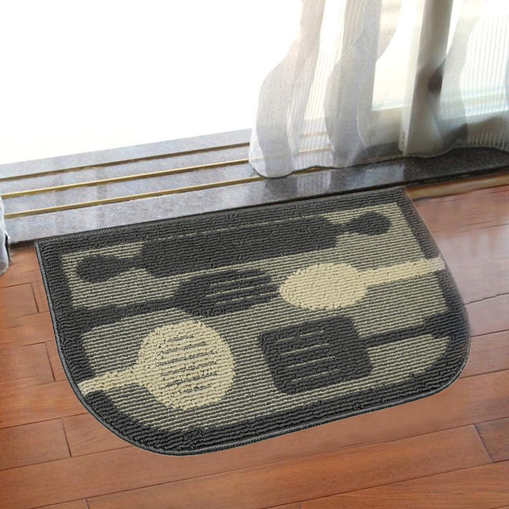Decor Non-Slip Back Water Absorbent Soft Woven Runner Area Carpet Floor Mat Indoor Kitchen Rug, Grey Flying Utensils Design