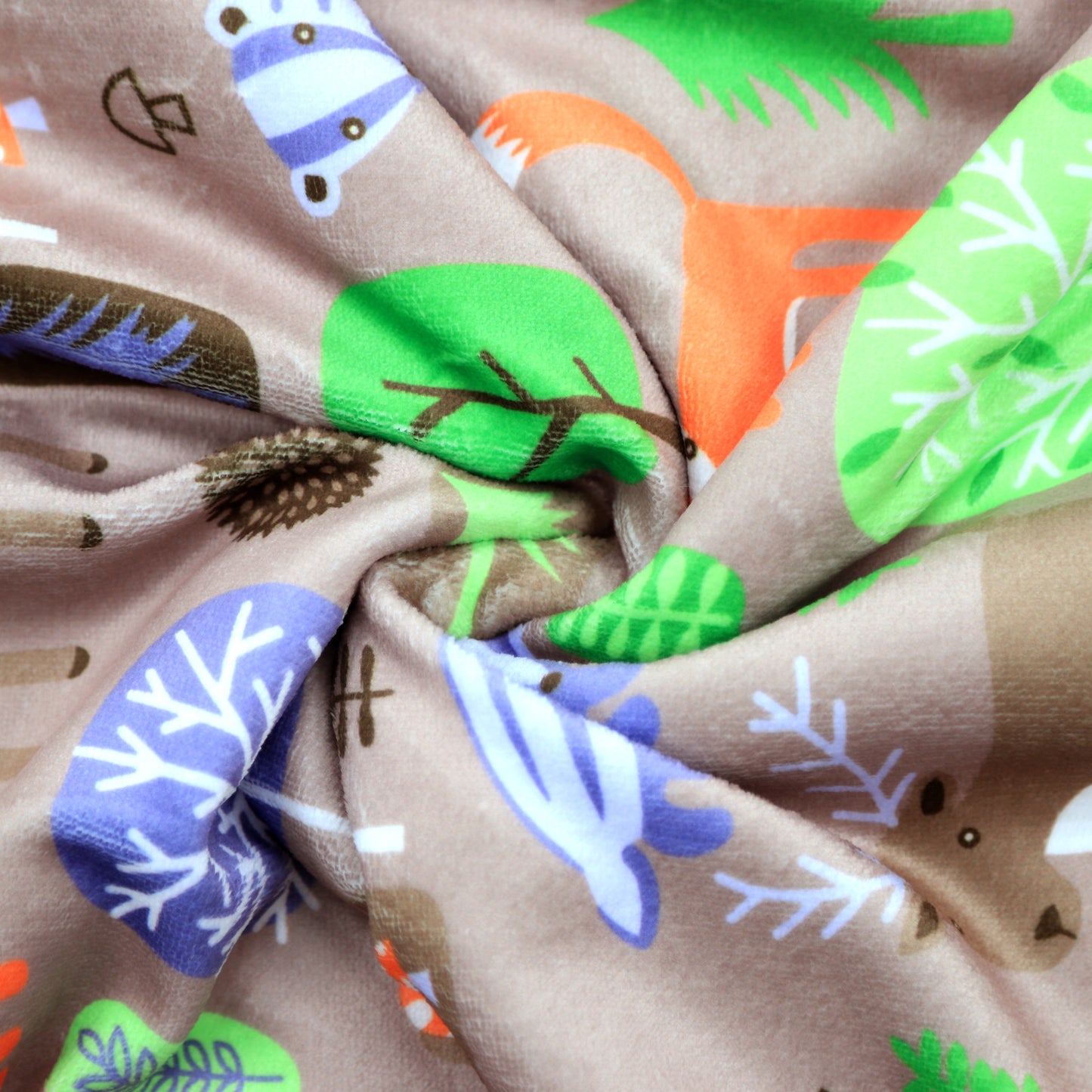 Kid Printed Fluffy Plush Soft Warm Flannel Fleece Children Throw Sherpa Kids Blanket, 40" x 50" Fox Forest Taupe