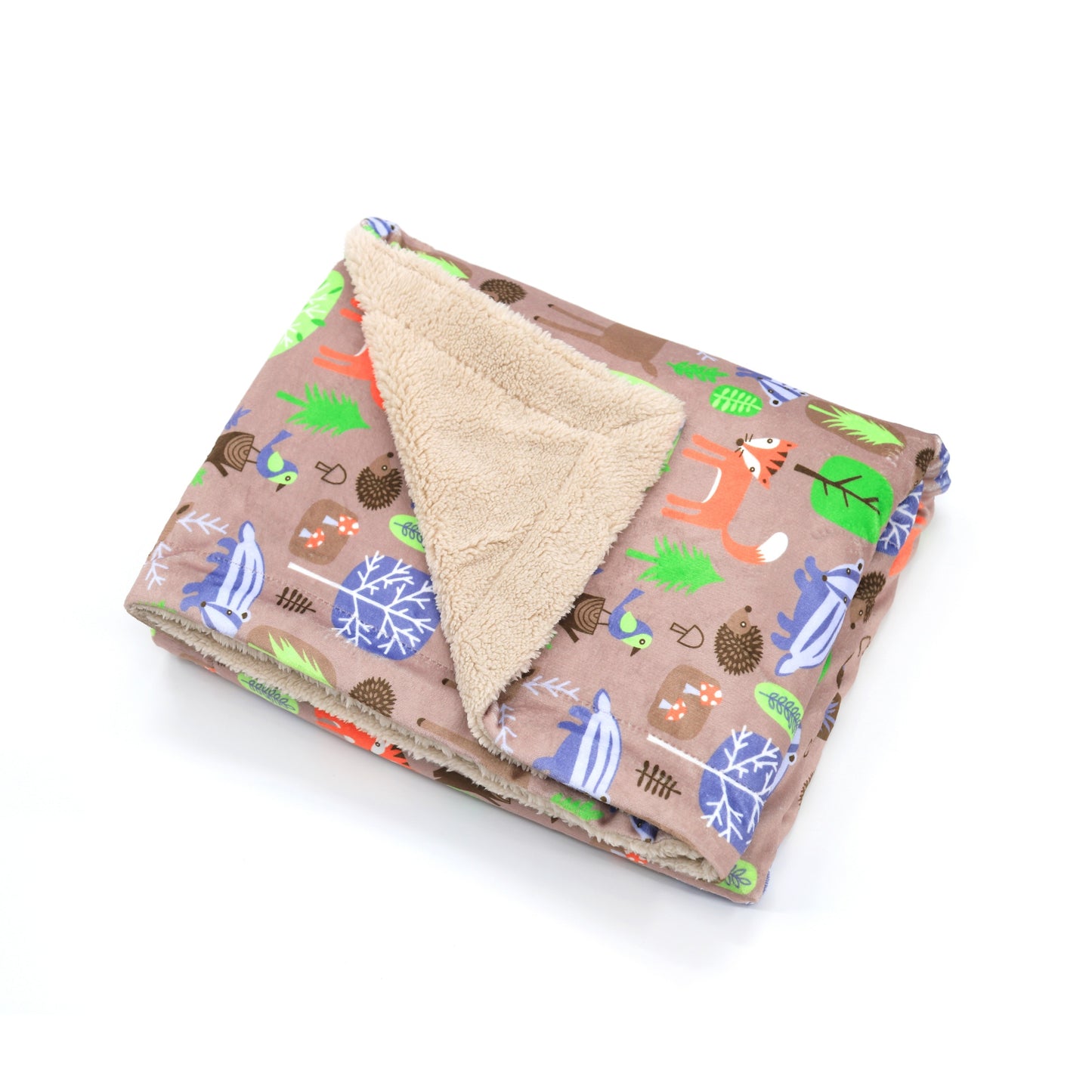 Kid Printed Fluffy Plush Soft Warm Flannel Fleece Children Throw Sherpa Kids Blanket, 40" x 50" Fox Forest Taupe