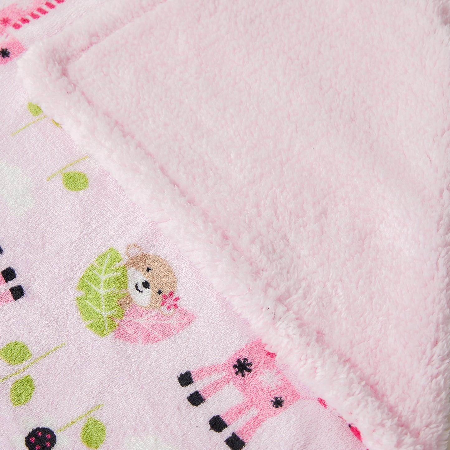 Kid Printed Fluffy Plush Soft Warm Flannel Fleece Children Throw Sherpa Kids Blanket, 30" x 40" Pink Giraffe Monkey
