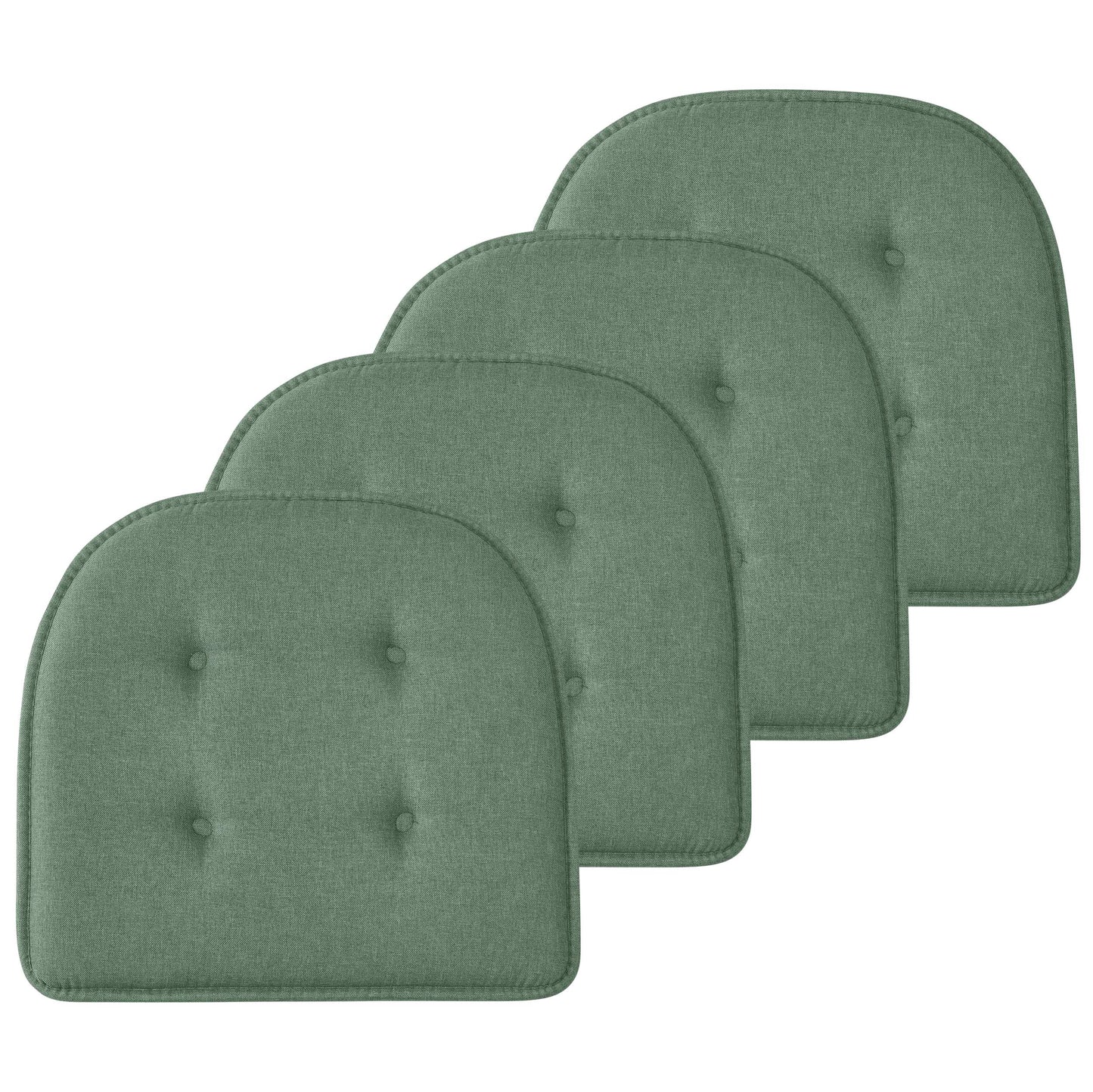Memory Foam U-Shaped Premium Thick Seat Pad Tufted Nonslip Rubber Back Indoor Kitchen Chair Cushion 17 x 16 Inch, Green