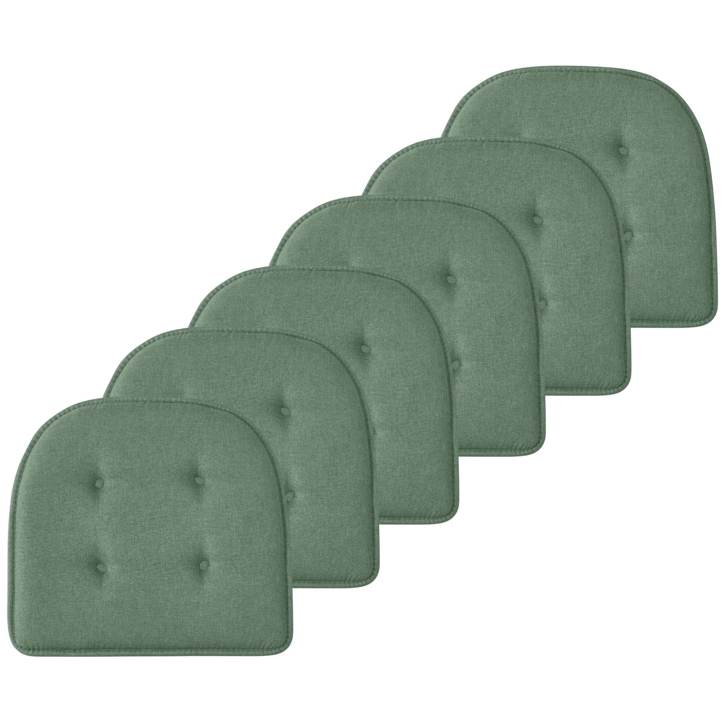 Memory Foam U-Shaped Premium Thick Seat Pad Tufted Nonslip Rubber Back Indoor Kitchen Chair Cushion 17 x 16 Inch, Green