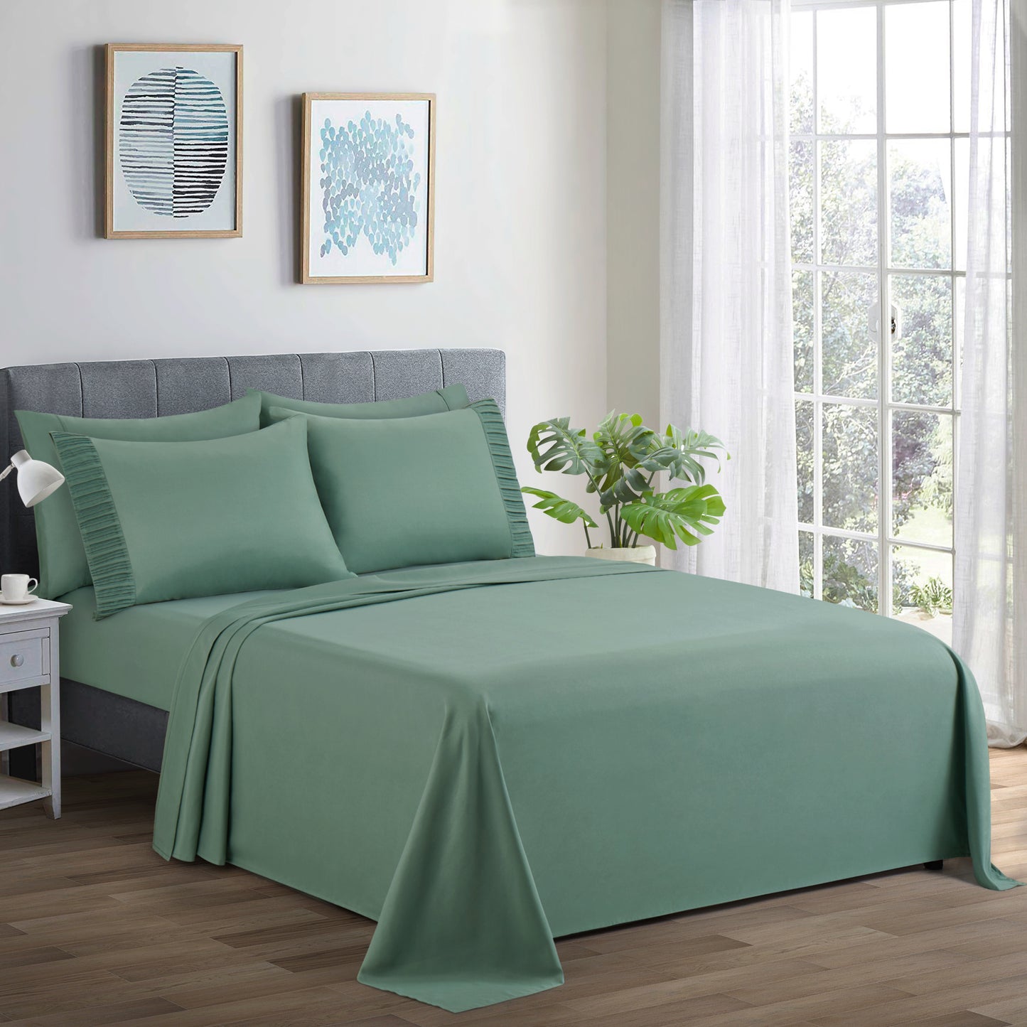 Solid Rayon from Bamboo Soft Silky Deep Pocket Bedding All Season Sheet Set, Green