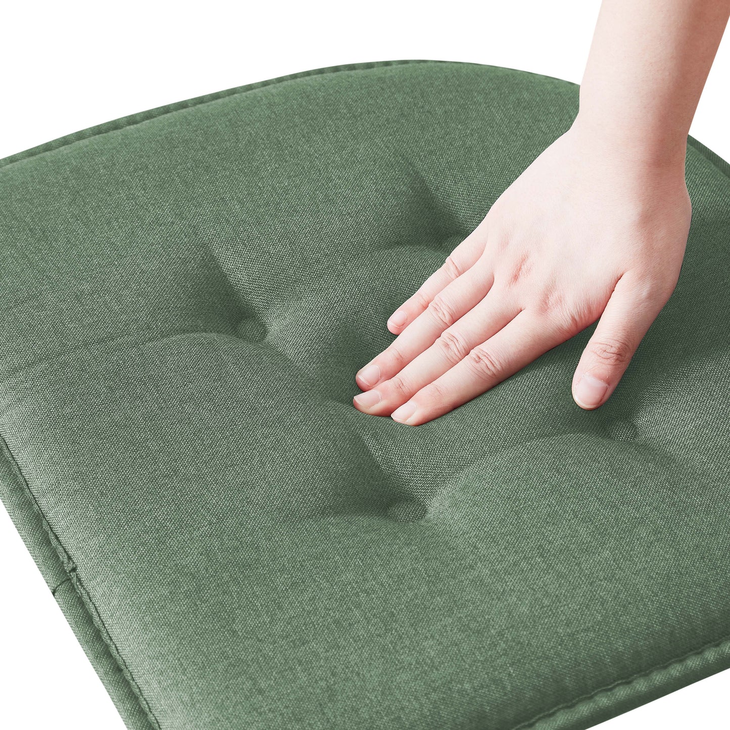 Memory Foam U-Shaped Premium Thick Seat Pad Tufted Nonslip Rubber Back Indoor Kitchen Chair Cushion 17 x 16 Inch, Green