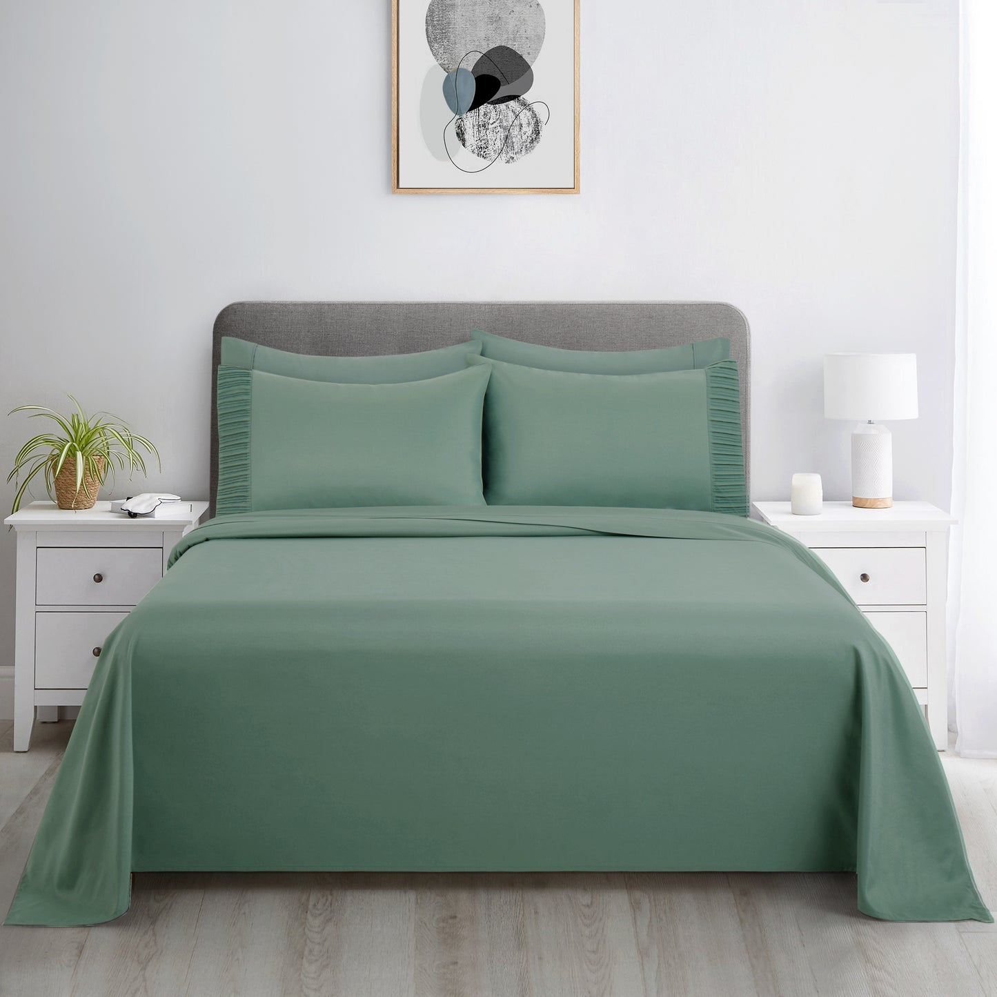Solid Rayon from Bamboo Soft Silky Deep Pocket Bedding All Season Sheet Set, Green