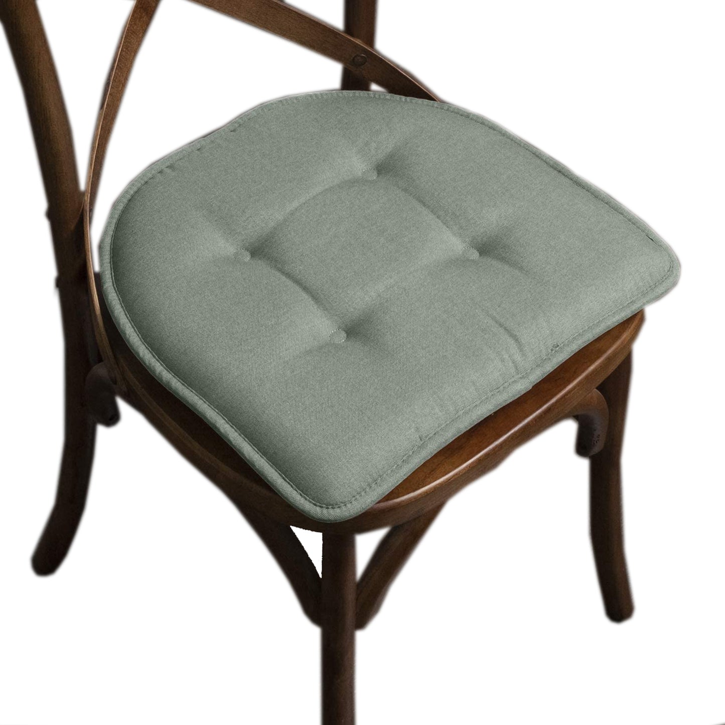 Memory Foam U-Shaped Premium Thick Seat Pad Tufted Nonslip Rubber Back Indoor Kitchen Chair Cushion 17 x 16 Inch, Green