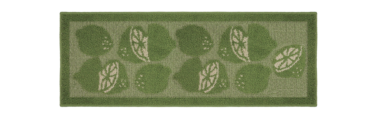 Decor Non-Slip Back Water Absorbent Soft Woven Runner Area Carpet Floor Mat Indoor Kitchen Rug, Green Lime Design