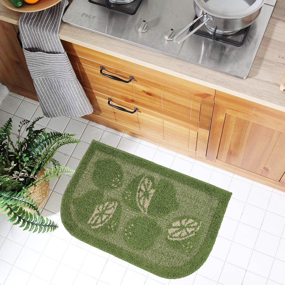 Decor Non-Slip Back Water Absorbent Soft Woven Runner Area Carpet Floor Mat Indoor Kitchen Rug, Green Lime Design