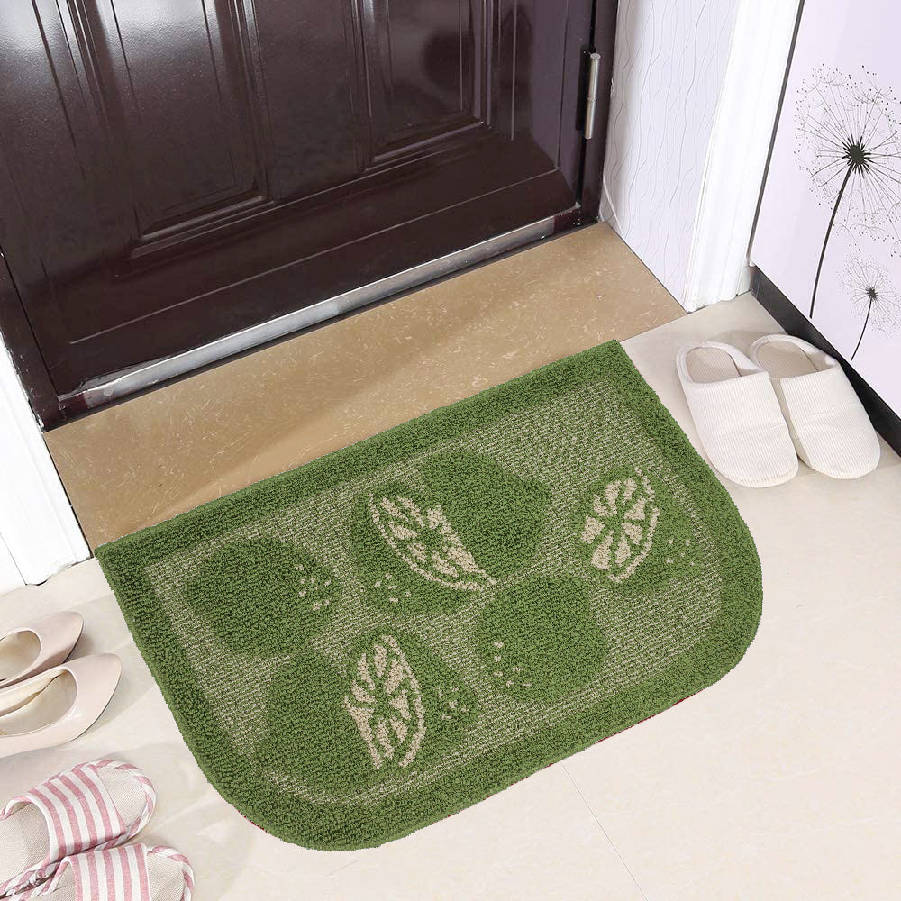 Decor Non-Slip Back Water Absorbent Soft Woven Runner Area Carpet Floor Mat Indoor Kitchen Rug, Green Lime Design