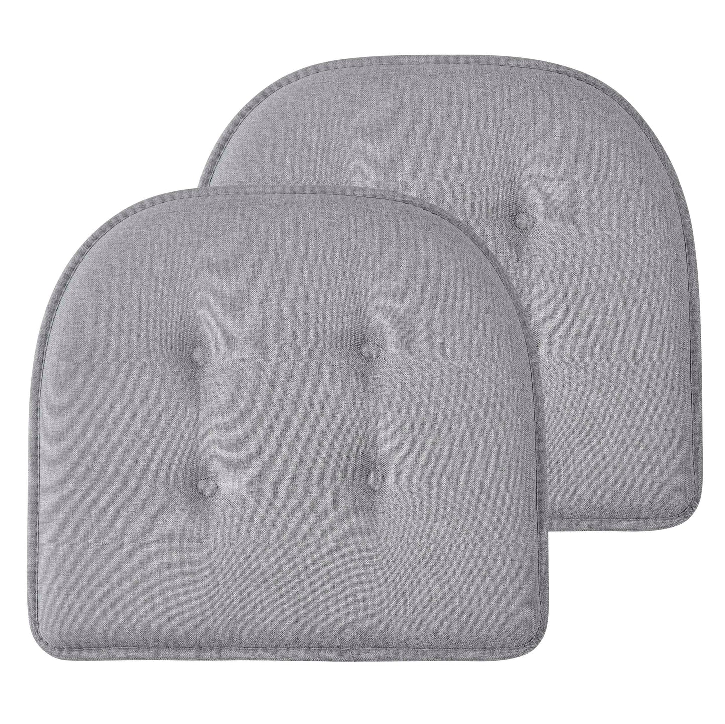 Memory Foam U-Shaped Premium Thick Seat Pad Tufted Nonslip Rubber Back Indoor Kitchen Chair Cushion 17 x 16 Inch, Grey