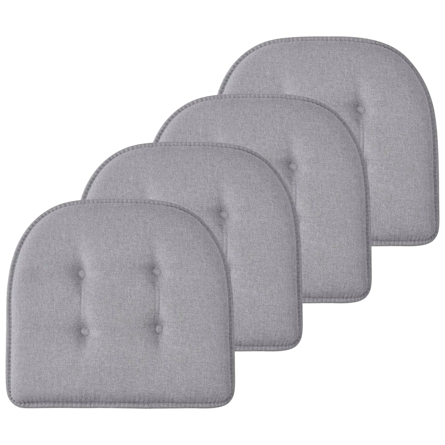 Memory Foam U-Shaped Premium Thick Seat Pad Tufted Nonslip Rubber Back Indoor Kitchen Chair Cushion 17 x 16 Inch, Grey