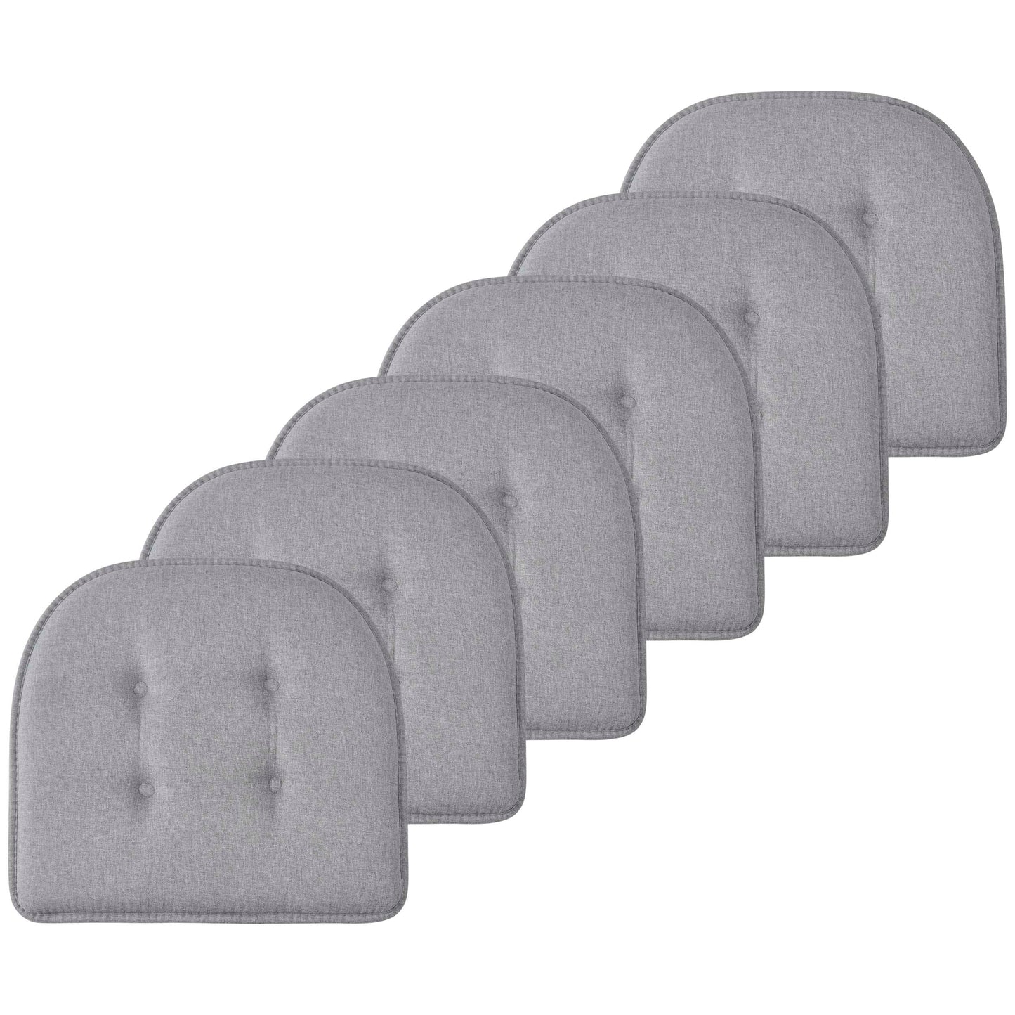 Memory Foam U-Shaped Premium Thick Seat Pad Tufted Nonslip Rubber Back Indoor Kitchen Chair Cushion 17 x 16 Inch, Grey