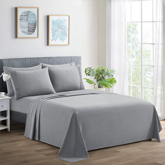 Solid Rayon from Bamboo Soft Silky Deep Pocket Bedding All Season Sheet Set, Grey