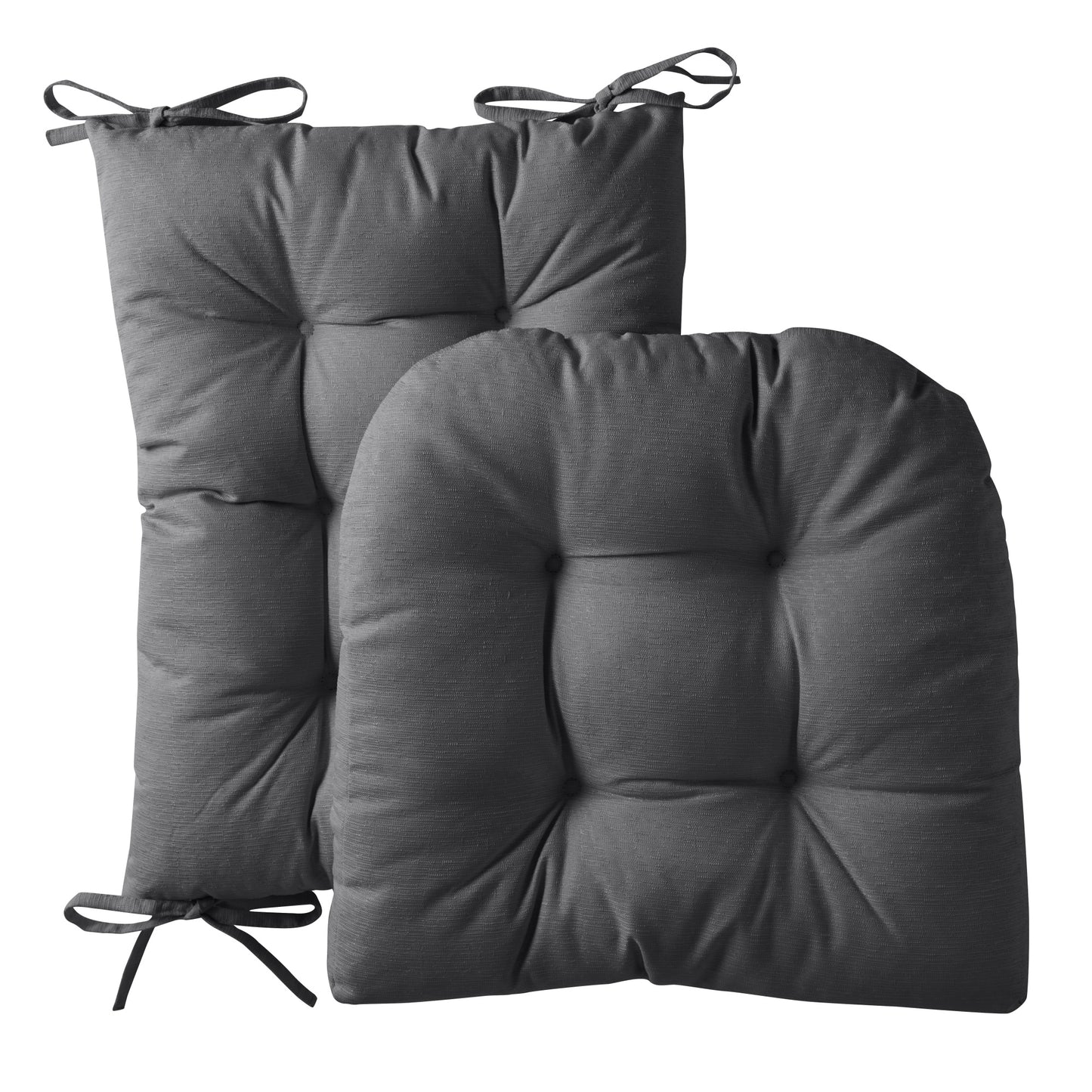 Rocking Chair Cushion Premium Comfortable Thick Nonslip Back Tufted High-Backed Lounger Seat Pads 2 Piece Set, Grey