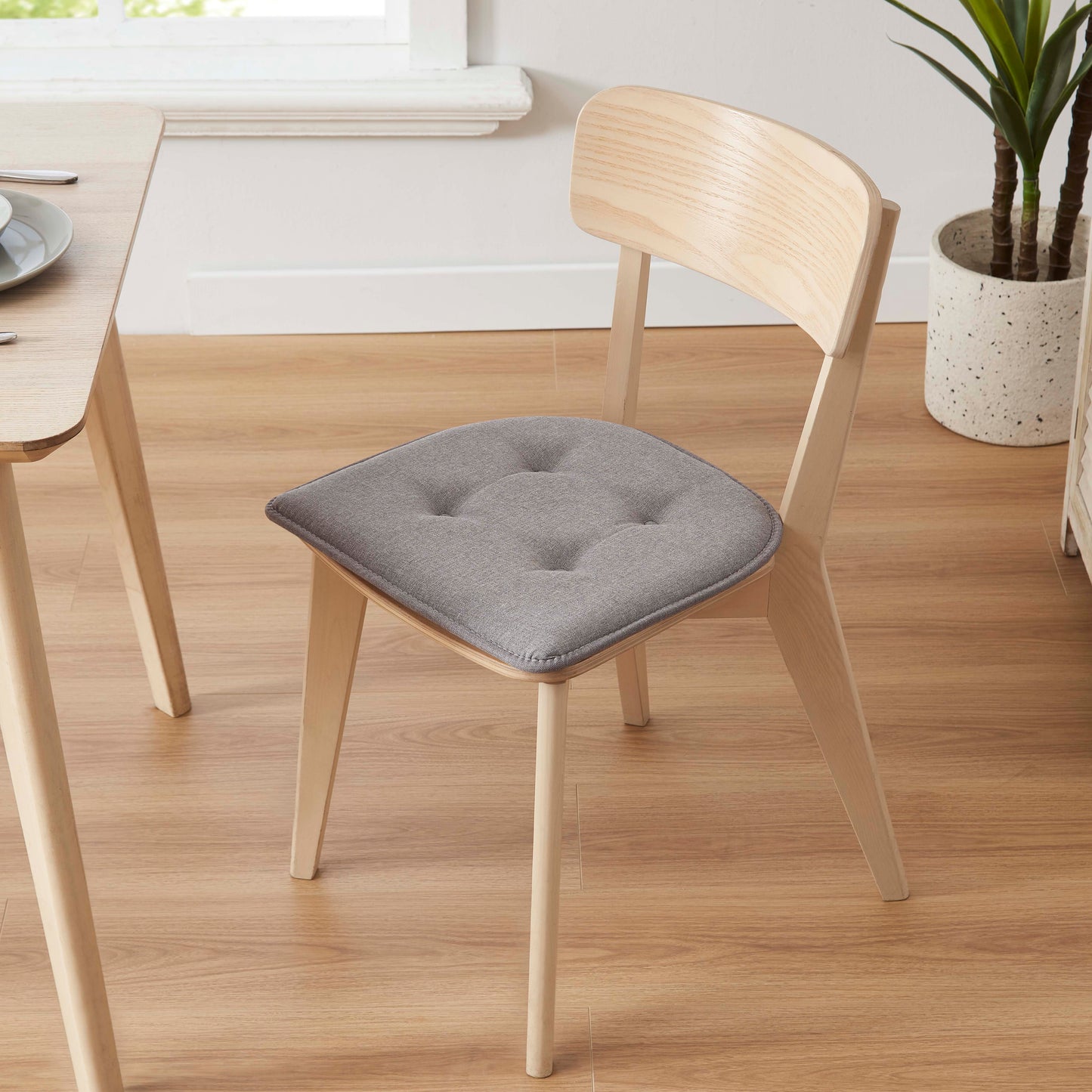 Memory Foam U-Shaped Premium Thick Seat Pad Tufted Nonslip Rubber Back Indoor Kitchen Chair Cushion 17 x 16 Inch, Grey