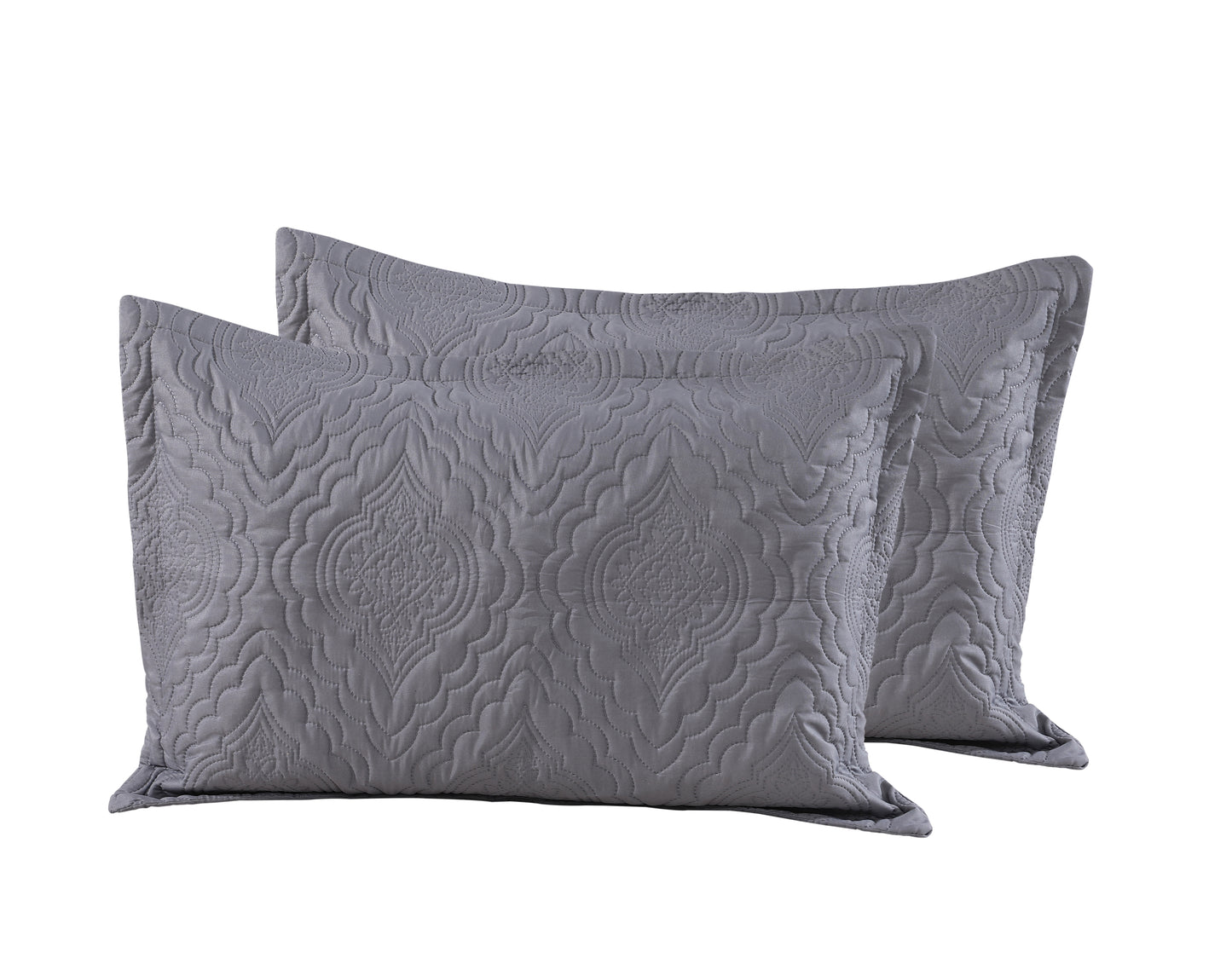 Embossed Pinsonic Solid Bedding Soft Summer Quilt Set, Grey Color