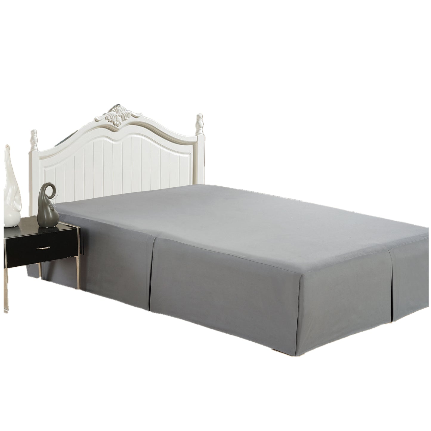 Solid Tailored Rayon from Bamboo Soft Bedskirt All Season Deep Pocket Dust Ruffle Bed Skirt, Grey