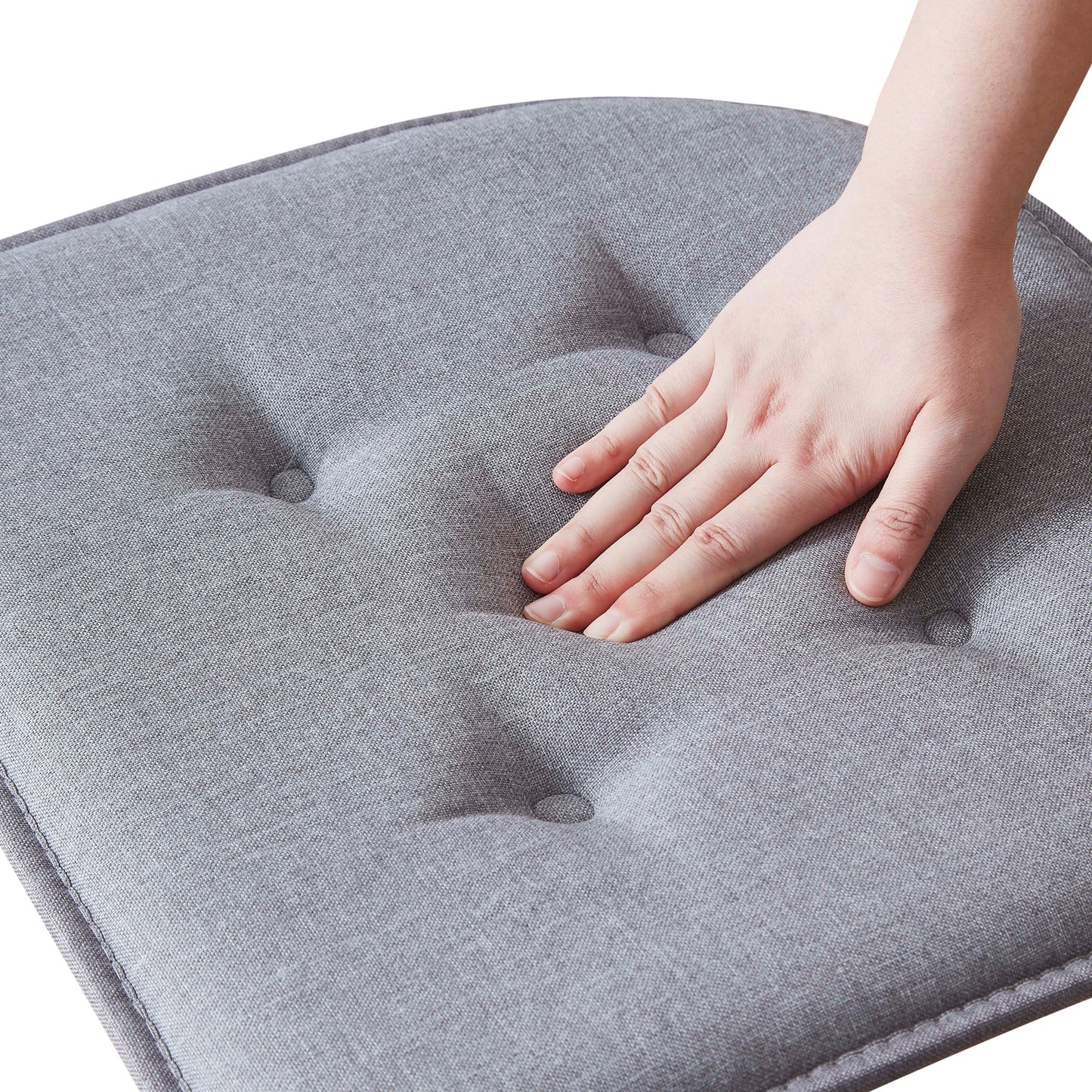 Memory Foam U-Shaped Premium Thick Seat Pad Tufted Nonslip Rubber Back Indoor Kitchen Chair Cushion 17 x 16 Inch, Grey