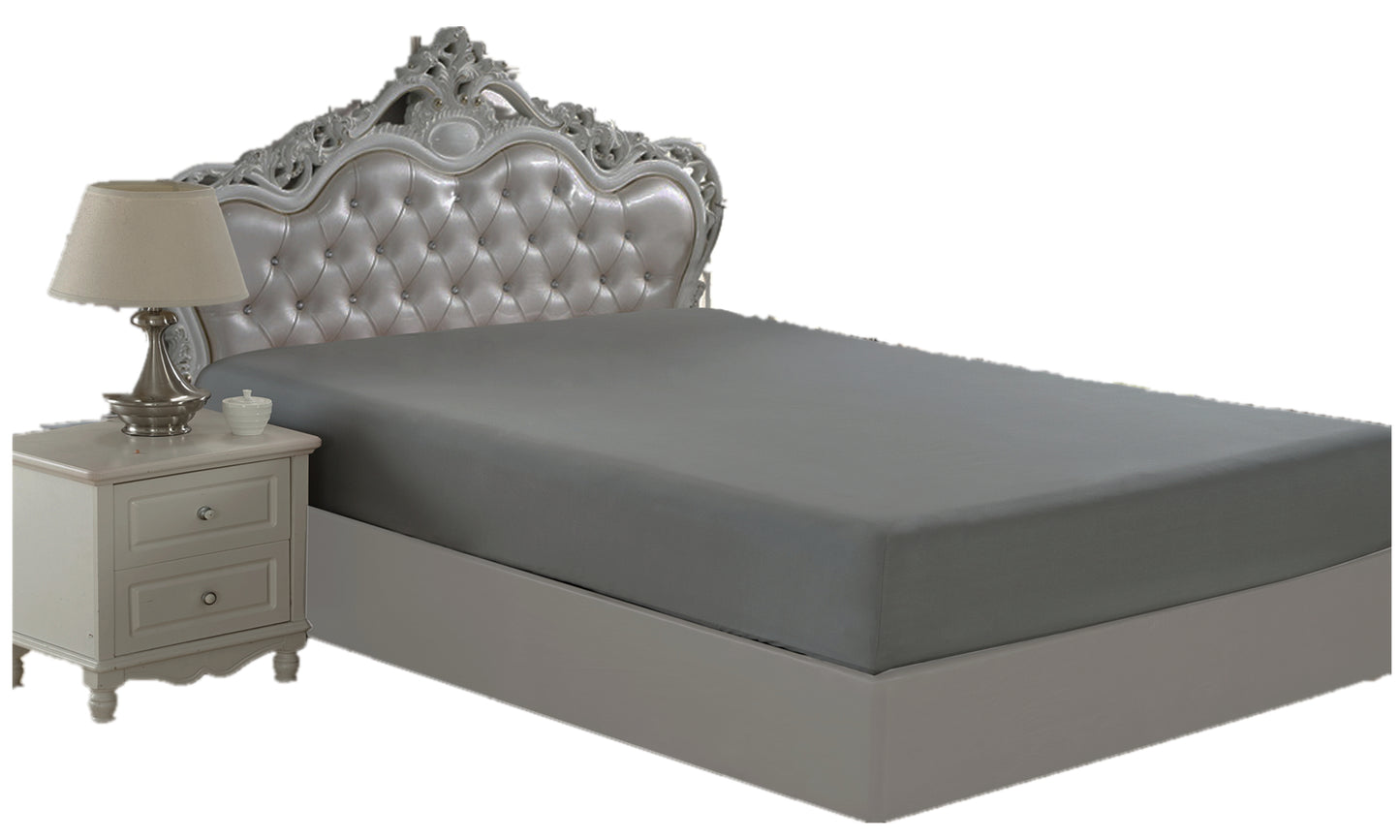 Solid Rayon from Bamboo Soft Silky Deep Pocket All Season Bedding Wrinkle Free Fitted Sheet, Grey