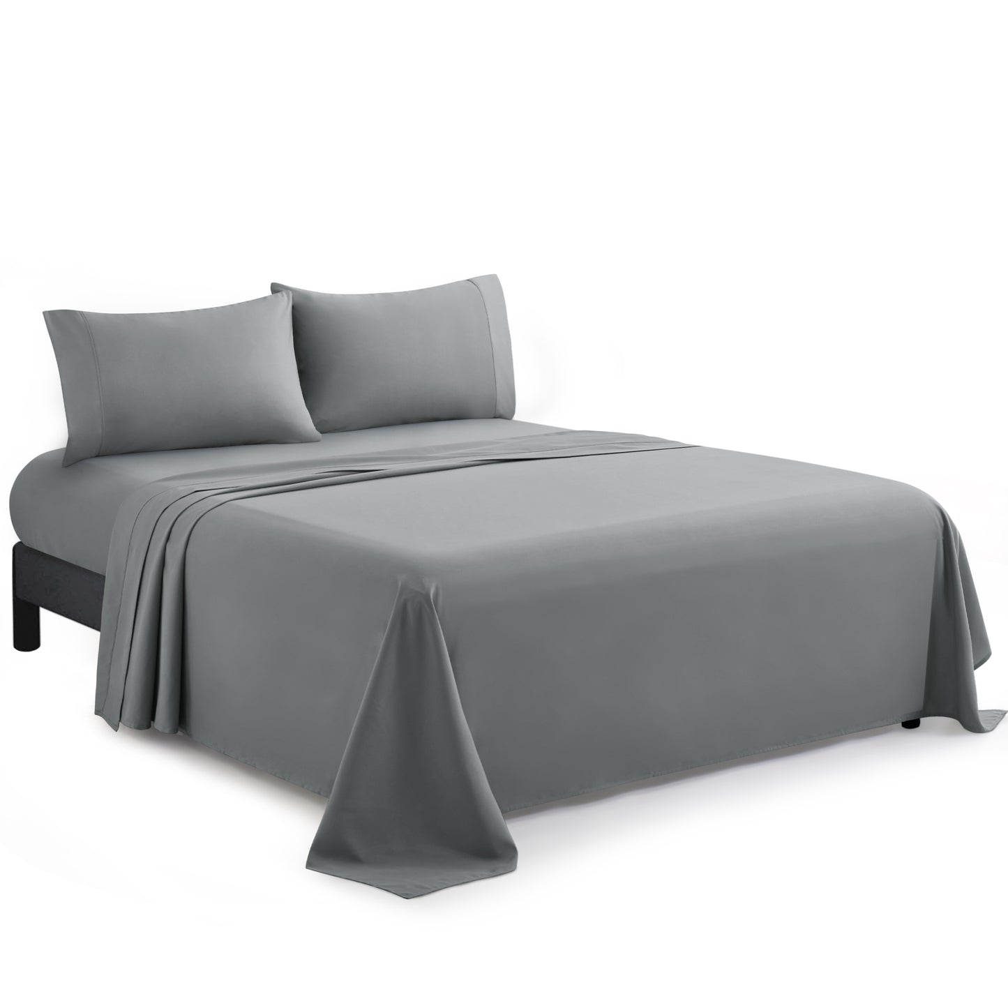 600 Thread Count Cotton Percale Soft Deep Pocket Solid Bedding All Season Sheet Set, Grey