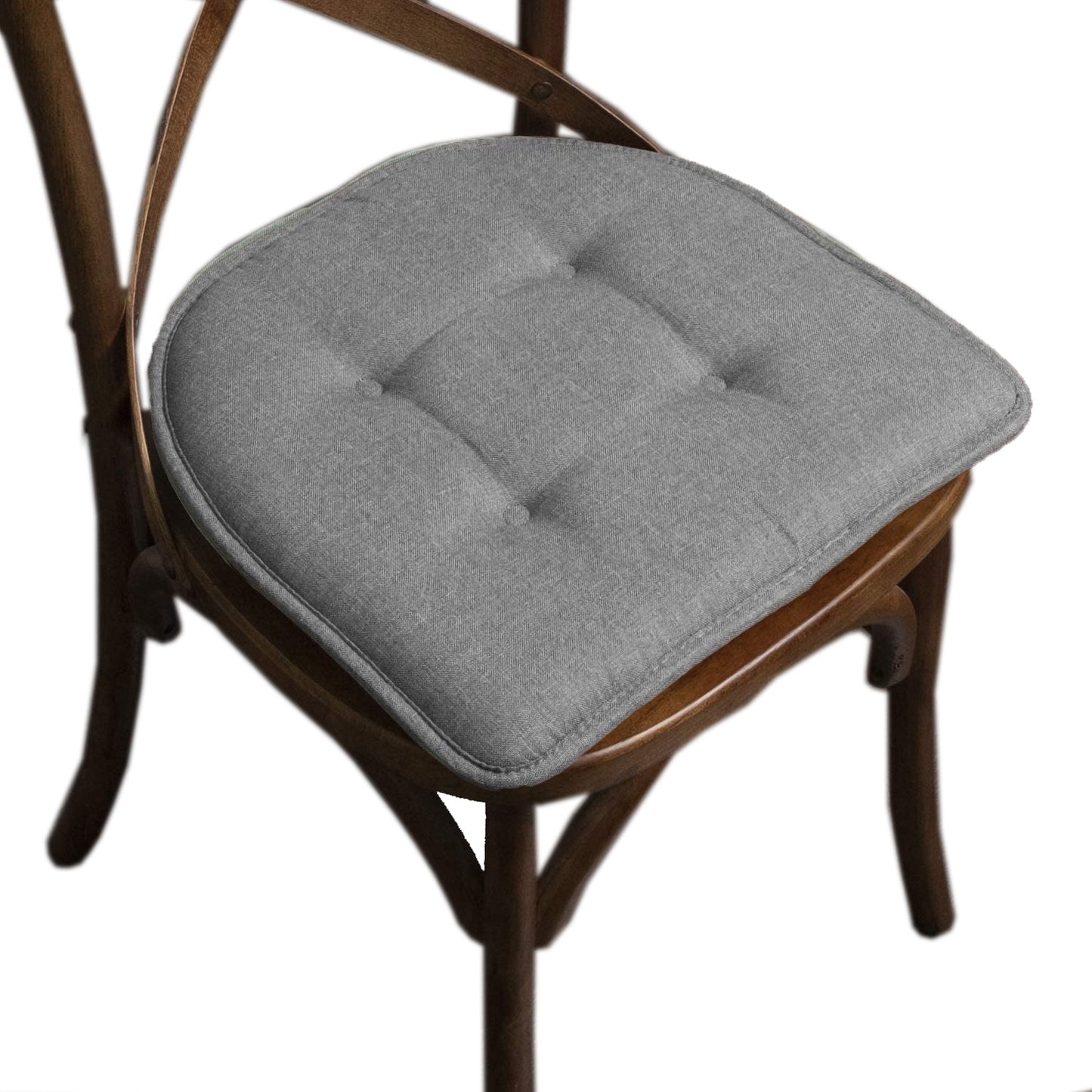 Memory Foam U-Shaped Premium Thick Seat Pad Tufted Nonslip Rubber Back Indoor Kitchen Chair Cushion 17 x 16 Inch, Grey