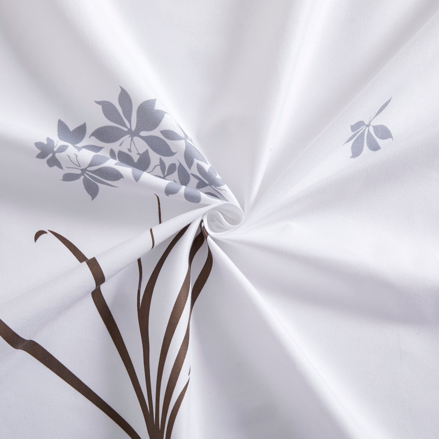 Printed Rayon from Bamboo Soft Bedding Silky Zipper All Season Duvet Cover Set, Grey Hydrangea Floral