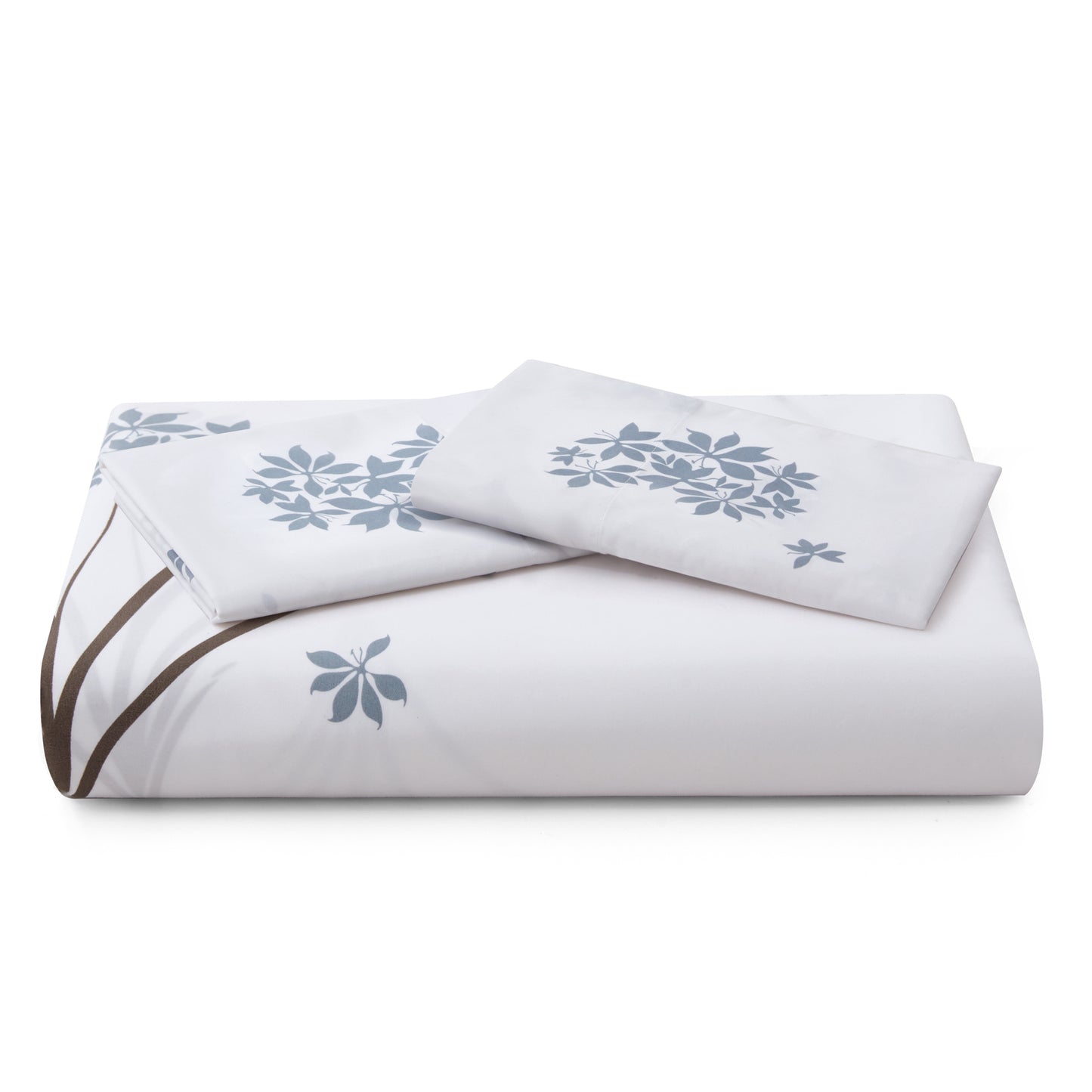 Printed Rayon from Bamboo Soft Bedding Silky Zipper All Season Duvet Cover Set, Grey Hydrangea Floral