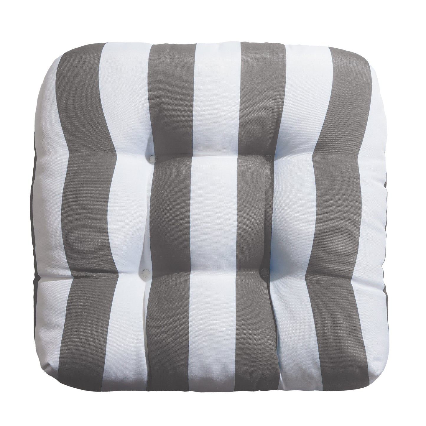 Premium Thick Comfy Seat Patio Pad Tufted Textured Printed Outdoor Chair Cushion 19 x 19 x 4 Inch, Grey White Stripes