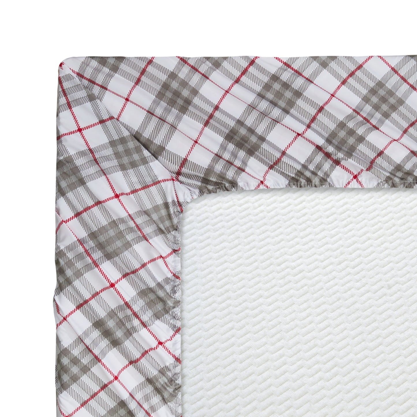 Printed Cotton Blend Percale 600 Thread Count Soft Deep Pocket All Season Bedding Sheet Set, Grey White Tartan Pattern