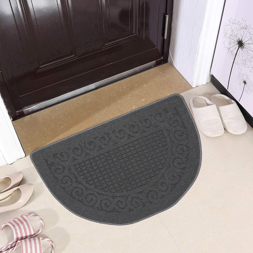 Jacquard Solid Decor Non-Slip Carpet Floor Mat Indoor Kitchen Rug, Half Moon 20 x 32 Inch