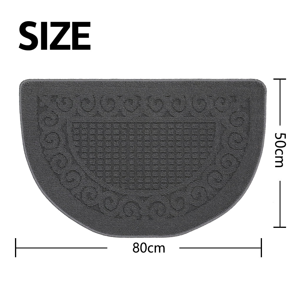 Jacquard Solid Decor Non-Slip Carpet Floor Mat Indoor Kitchen Rug, Half Moon 20 x 32 Inch
