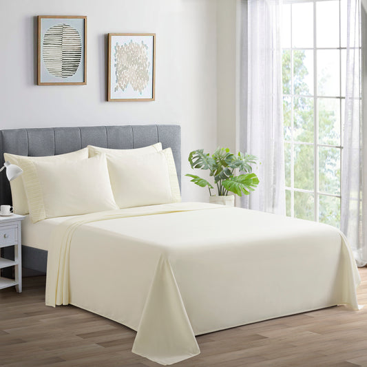 Solid Rayon from Bamboo Soft Silky Deep Pocket Bedding All Season Sheet Set, Ivory