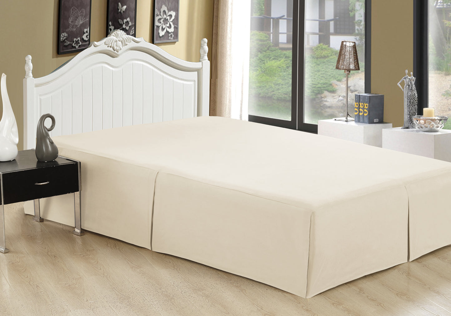 Solid Tailored Rayon from Bamboo Soft Bedskirt All Season Deep Pocket Dust Ruffle Bed Skirt, Ivory