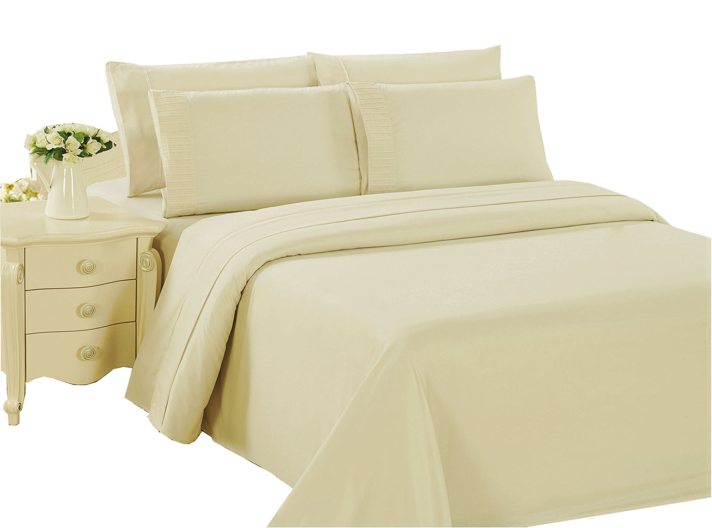 Solid Rayon from Bamboo Soft Bedding Silky Zipper All Season Duvet Cover Set, Ivory