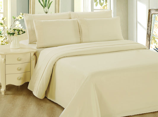 Solid Rayon from Bamboo Soft Bedding Silky Zipper All Season Duvet Cover Set, Ivory