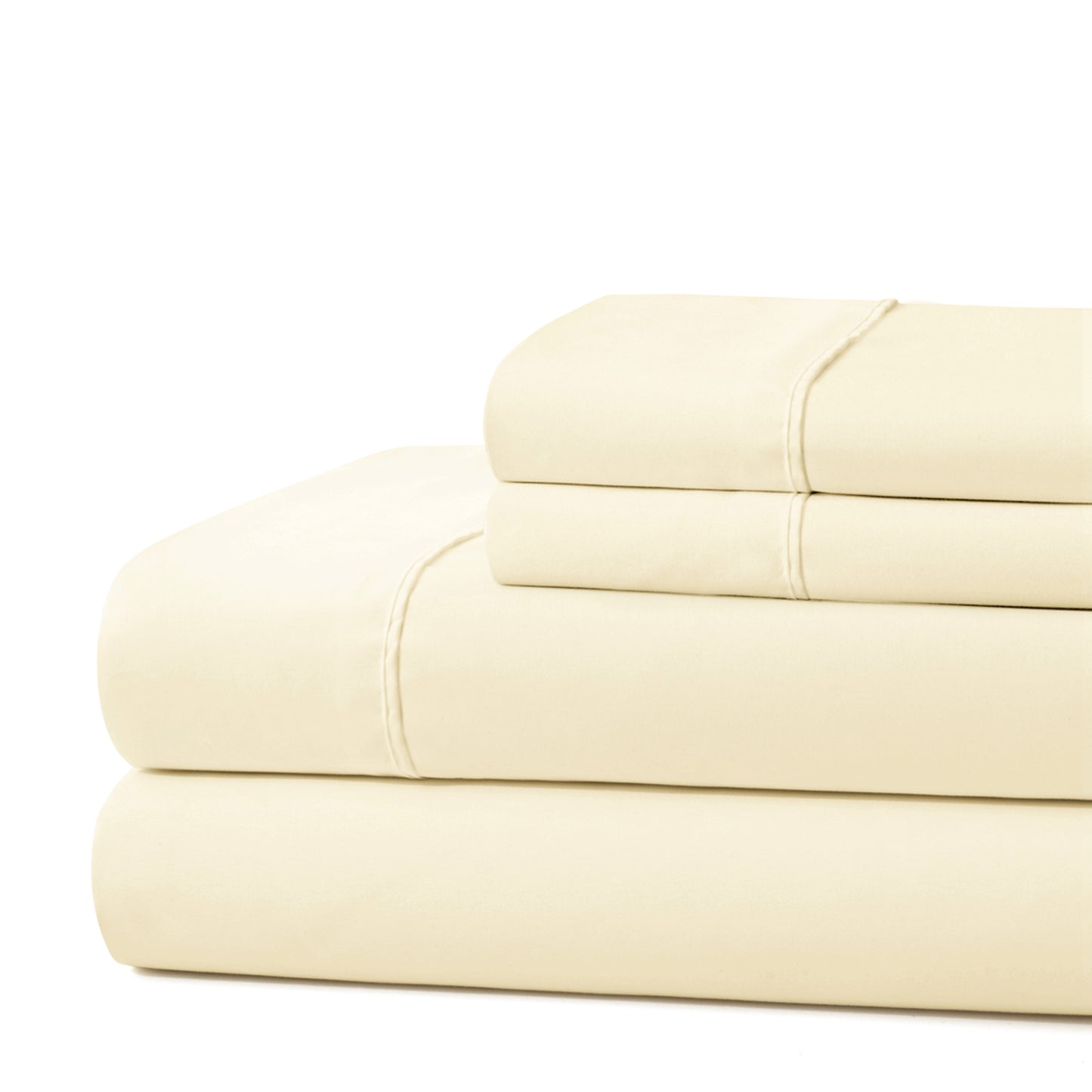 600 Thread Count Cotton Percale Soft Deep Pocket Solid Bedding All Season Sheet Set, Ivory