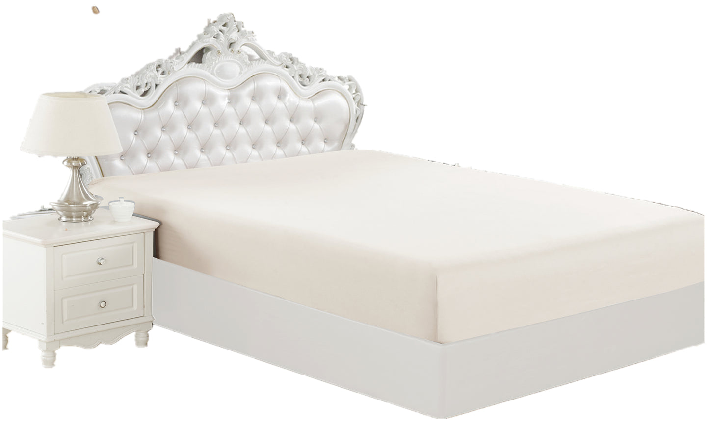 Solid Rayon from Bamboo Soft Silky Deep Pocket All Season Bedding Wrinkle Free Fitted Sheet, Ivory