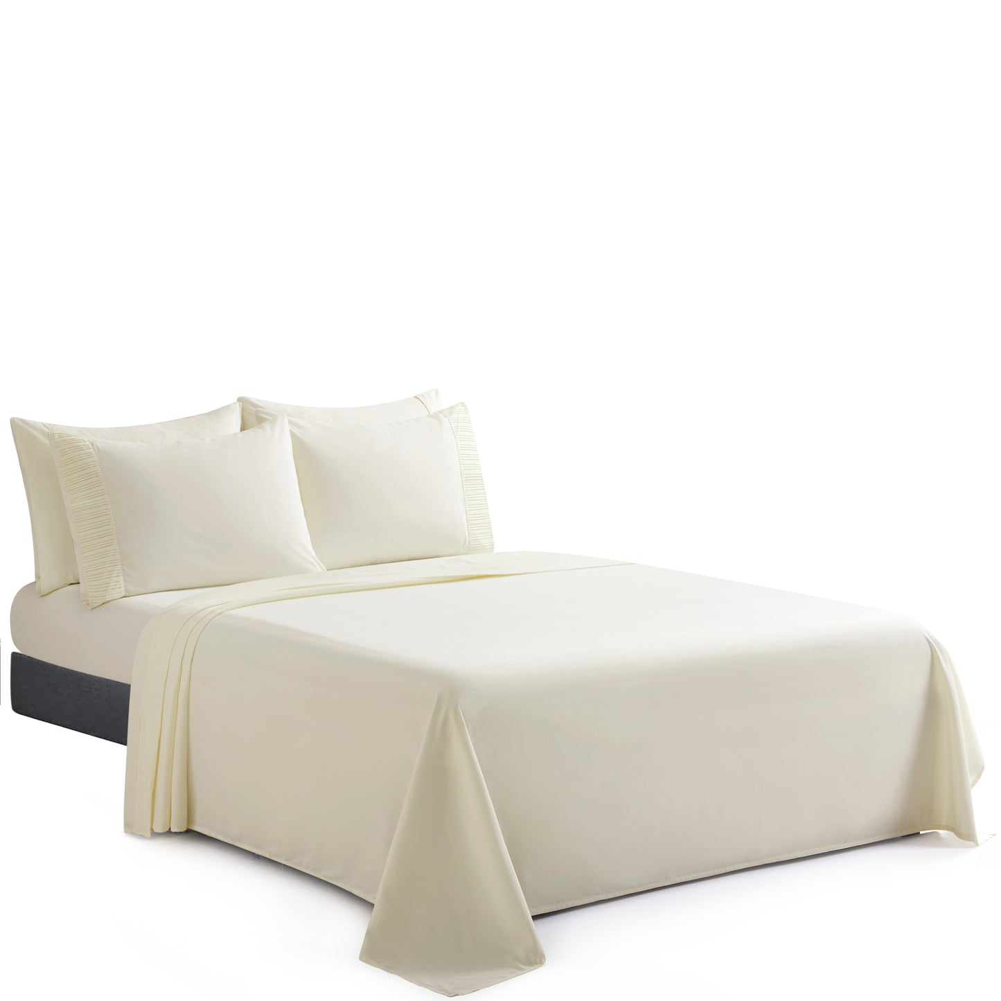 Solid Rayon from Bamboo Soft Silky Deep Pocket Bedding All Season Sheet Set, Ivory