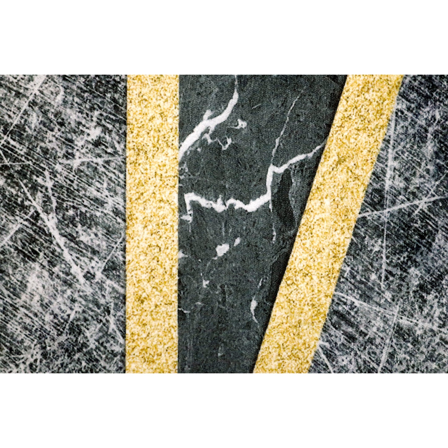 Decor Non-Slip Back Soft Area Carpet Floor Area Rug Indoor Accent Decorative Mat, Modern Black Grey Gold Geometric Marble Design, 5 x 7 Feet