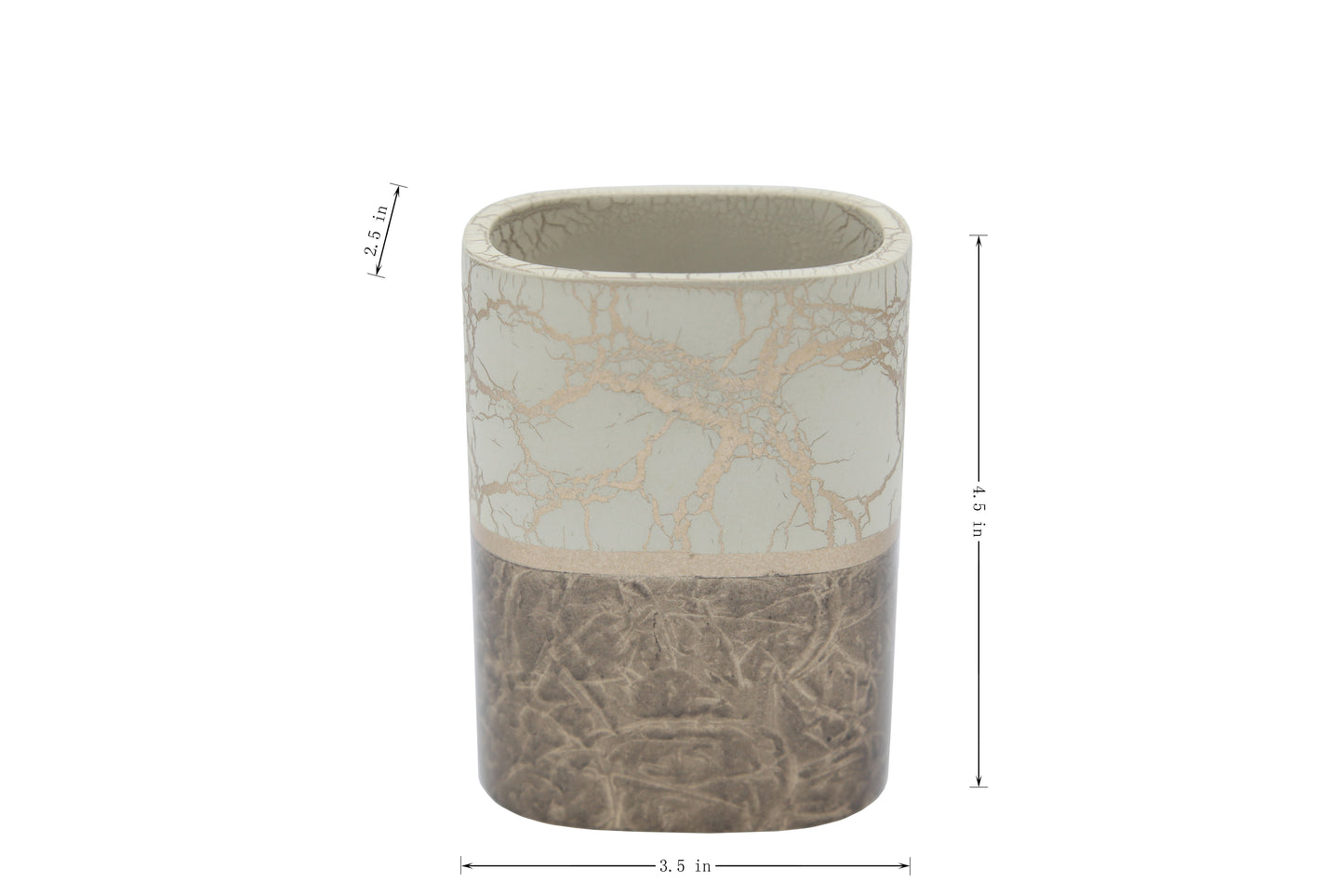 Modern Luxury Décor Bath Accessory Ensemble Bathroom Lotion Dispenser Toothbrush Holder Tumbler Soap Dish, Gold Taupe Branch